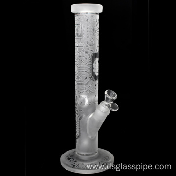 NEW DESIGN STRAIGHT SANDBLASTED PATTERN GLASS WATER PIPE WITH DOWNSTEN AND BOWL